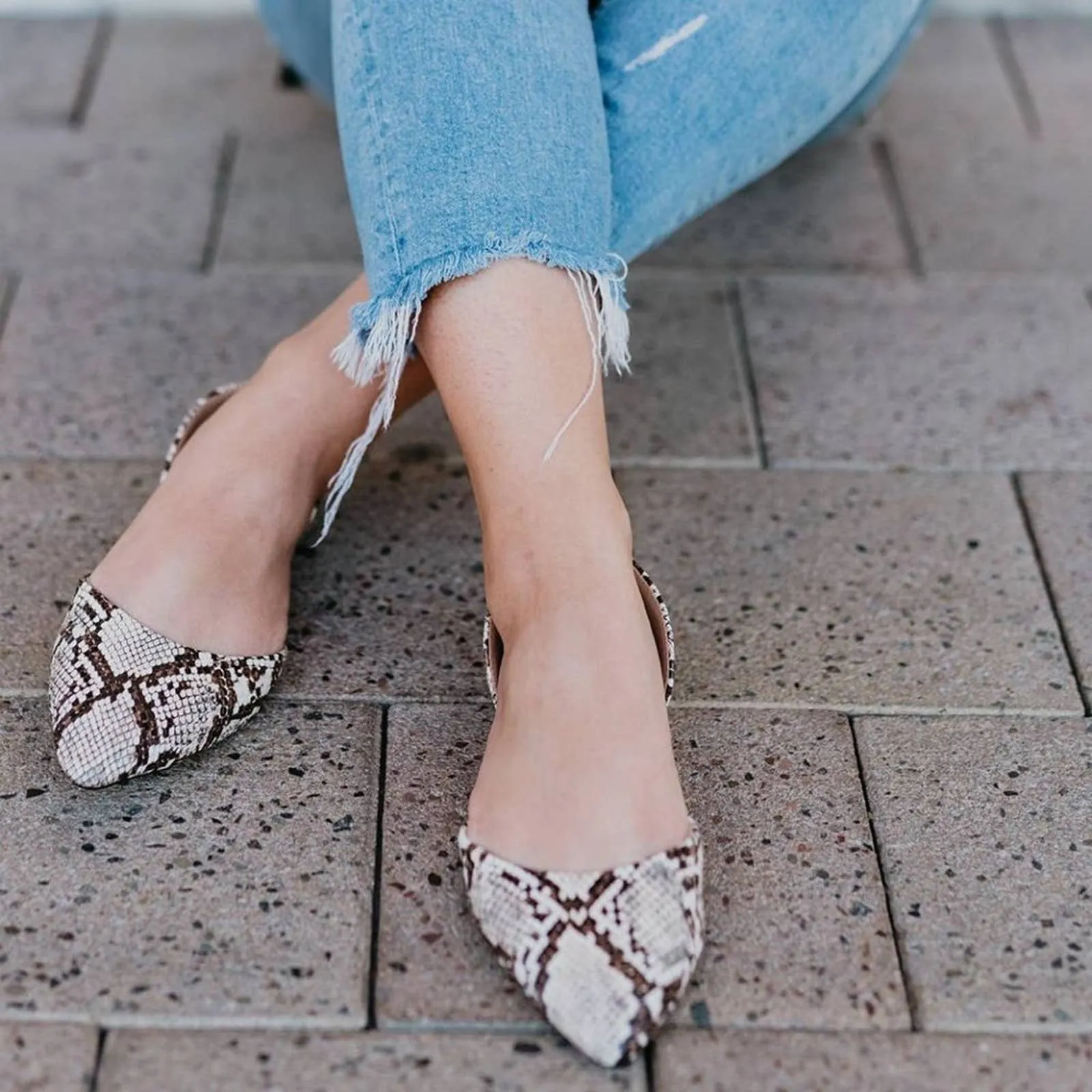 Black/White Snake Charmer D'orsay Flats