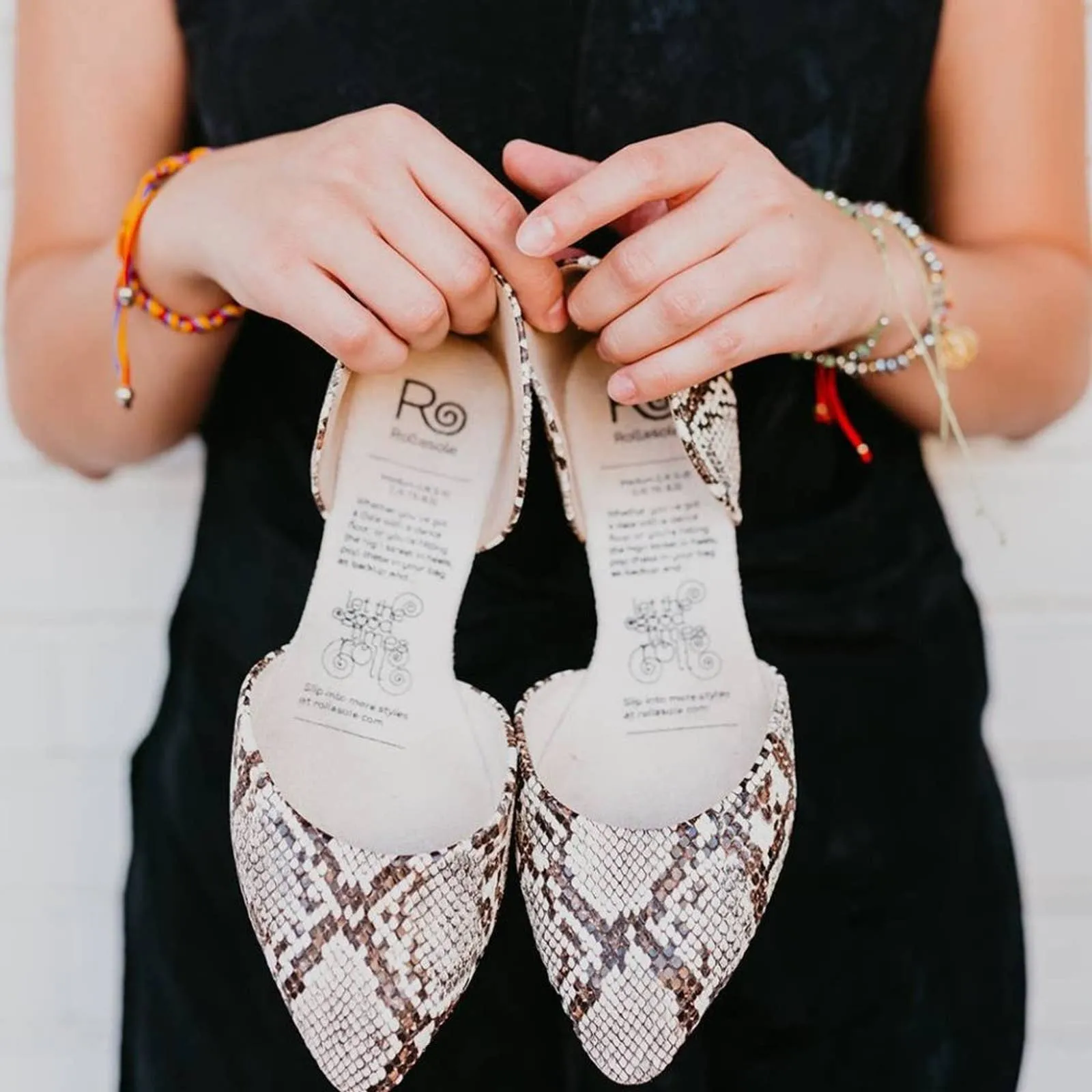 Black/White Snake Charmer D'orsay Flats