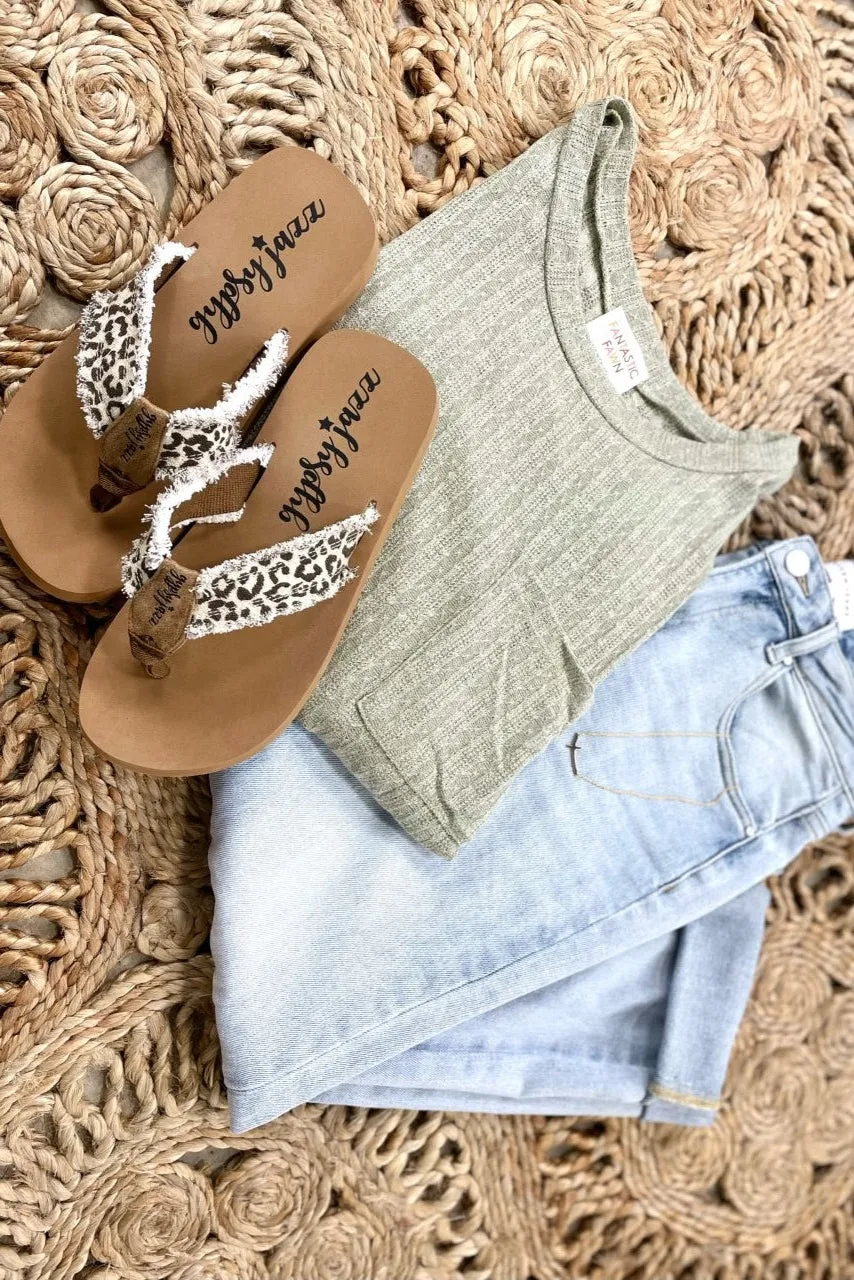 By The Beach- {Black, White, Cream Black, Tan Leopard & Cream Leopard} Flip Flops