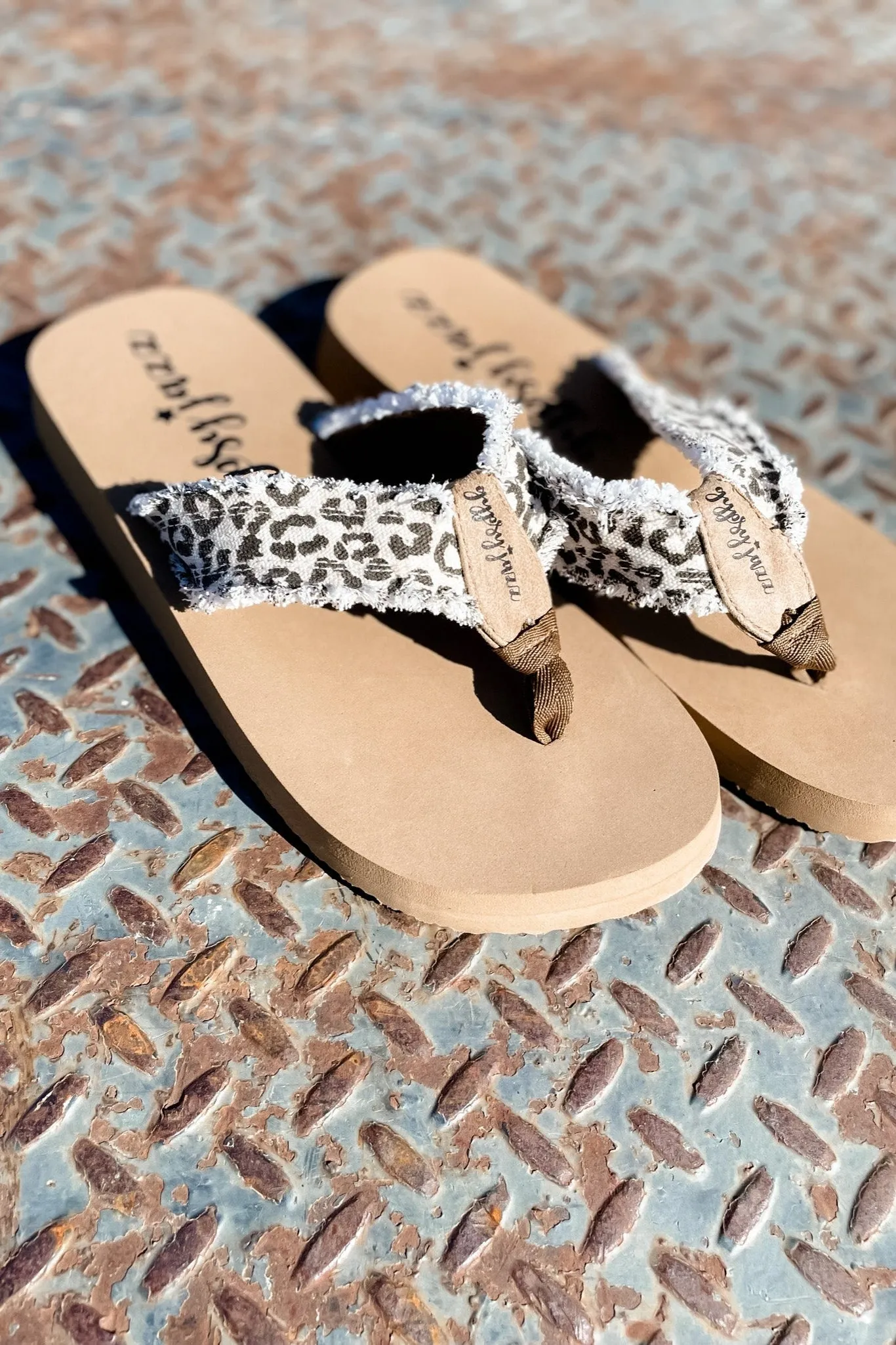 By The Beach- {Black, White, Cream Black, Tan Leopard & Cream Leopard} Flip Flops