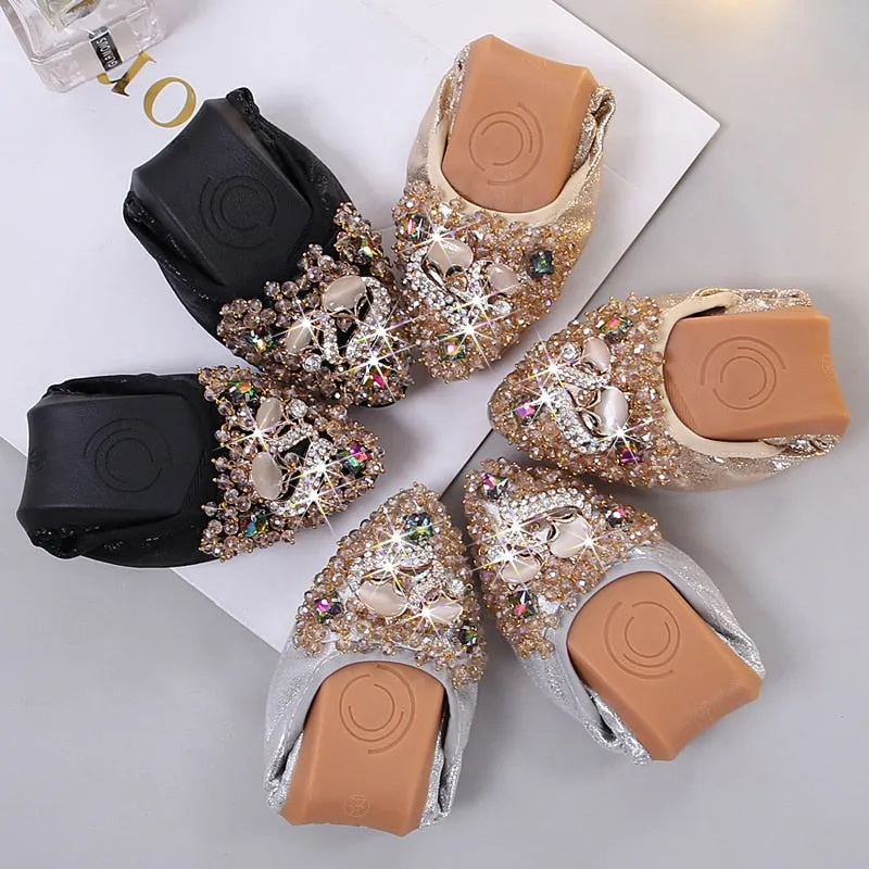 Comfortable Luxury Rhinestone Embellished Ballerina Flats