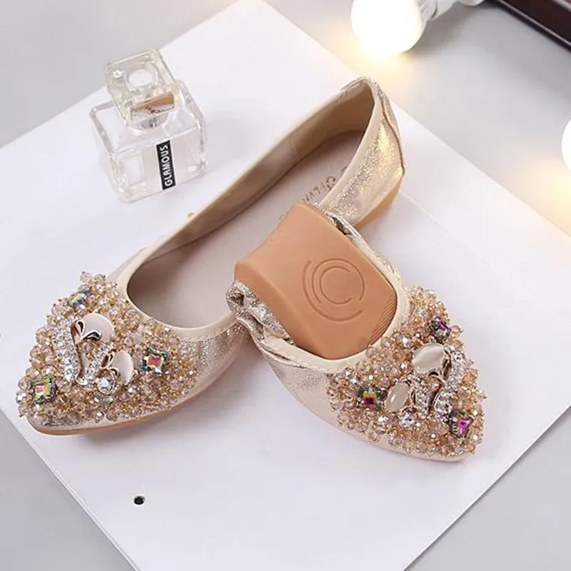 Comfortable Luxury Rhinestone Embellished Ballerina Flats