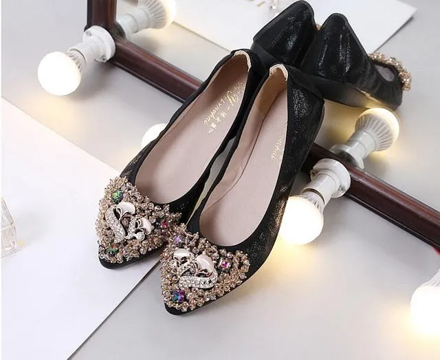 Comfortable Luxury Rhinestone Embellished Ballerina Flats