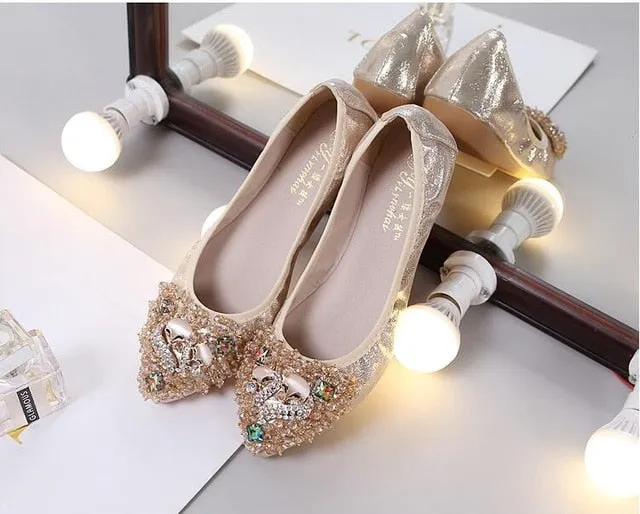 Comfortable Luxury Rhinestone Embellished Ballerina Flats