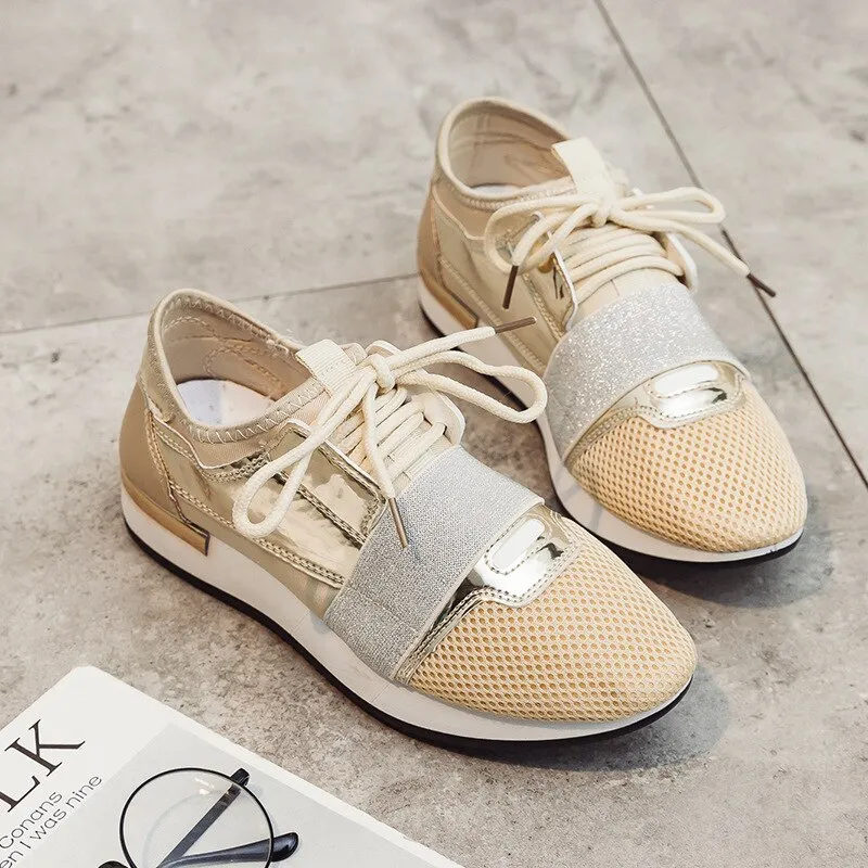 Hnzxzm Fashion Sneakers for Women Casual Shoes Summer Spring Flat Mesh Shoes Women's Flats Breathable Brand Sneakers A001