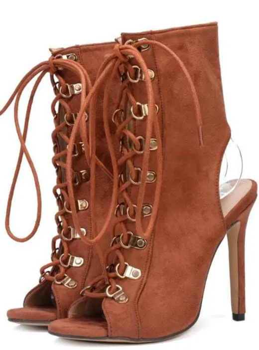 Lace Up sandals Stiletto Gladiator Shoes Short Bootie