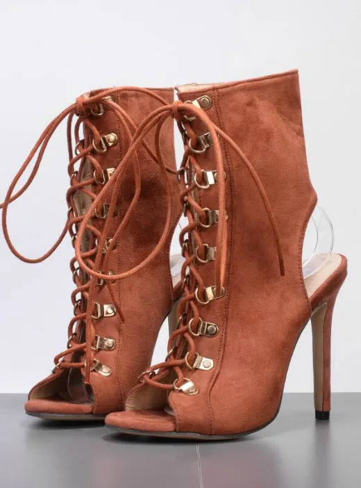 Lace Up sandals Stiletto Gladiator Shoes Short Bootie