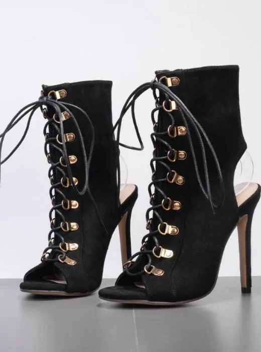 Lace Up sandals Stiletto Gladiator Shoes Short Bootie