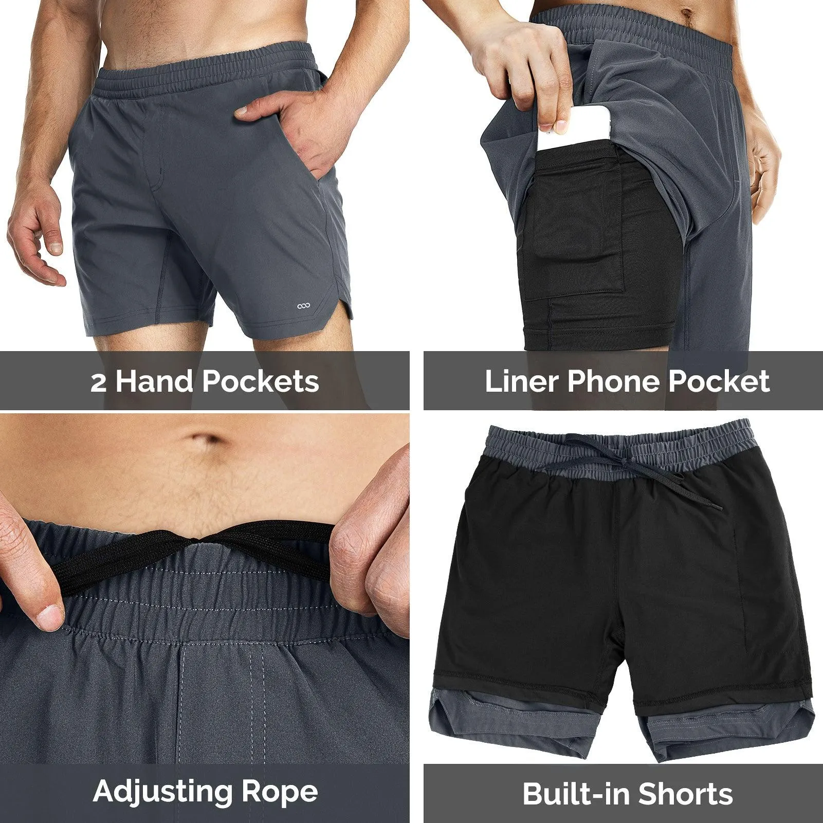 Men's 7" Running Shorts with 3 Pockets