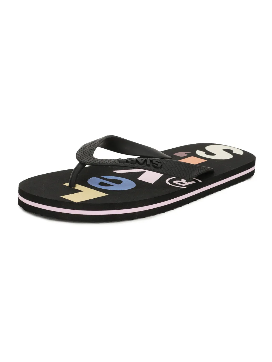 Men's Black Debossed & Printed Logo Flip-Flops