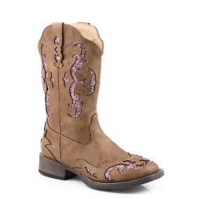 Roper LITTLE KIDS Glitter Gypsy Boot Tan/Pink Glitter