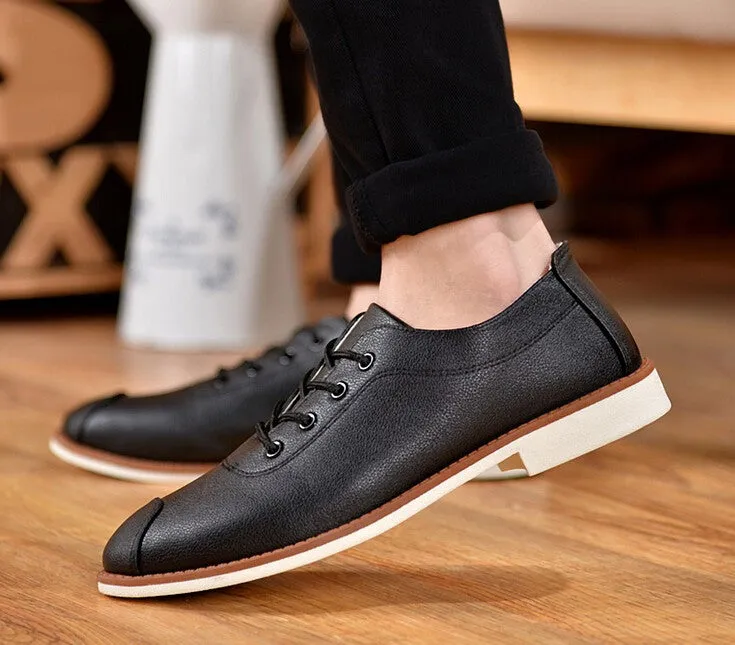 Solid Color PU Leather Casual Men's Shoes