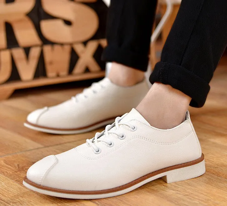 Solid Color PU Leather Casual Men's Shoes