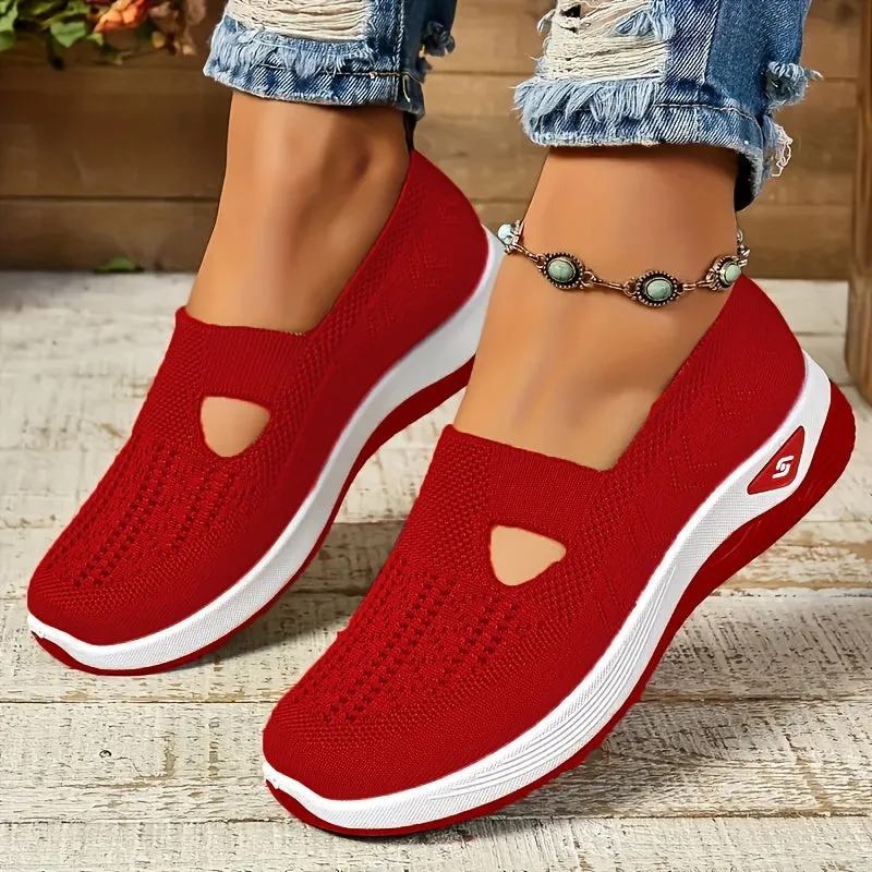 Stylish Lightweight Knit Cut-Out Sneakers for Women | Perfect for Casual Days