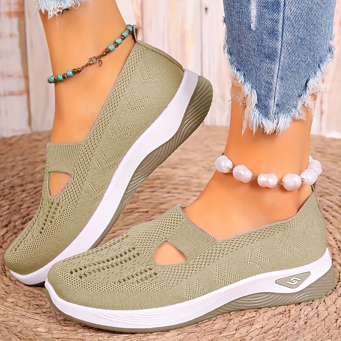 Stylish Lightweight Knit Cut-Out Sneakers for Women | Perfect for Casual Days