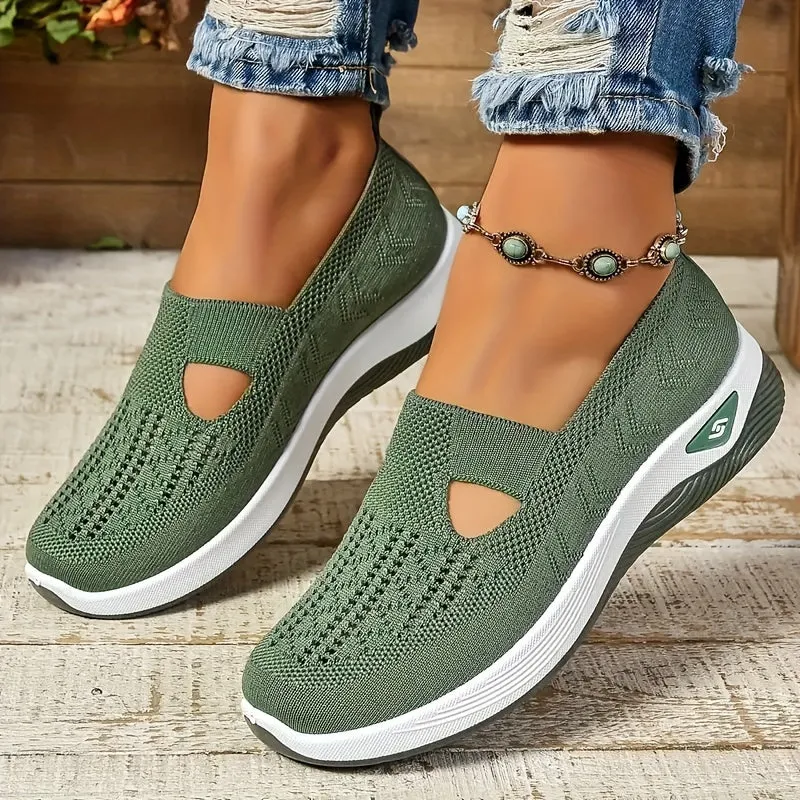 Stylish Lightweight Knit Cut-Out Sneakers for Women | Perfect for Casual Days