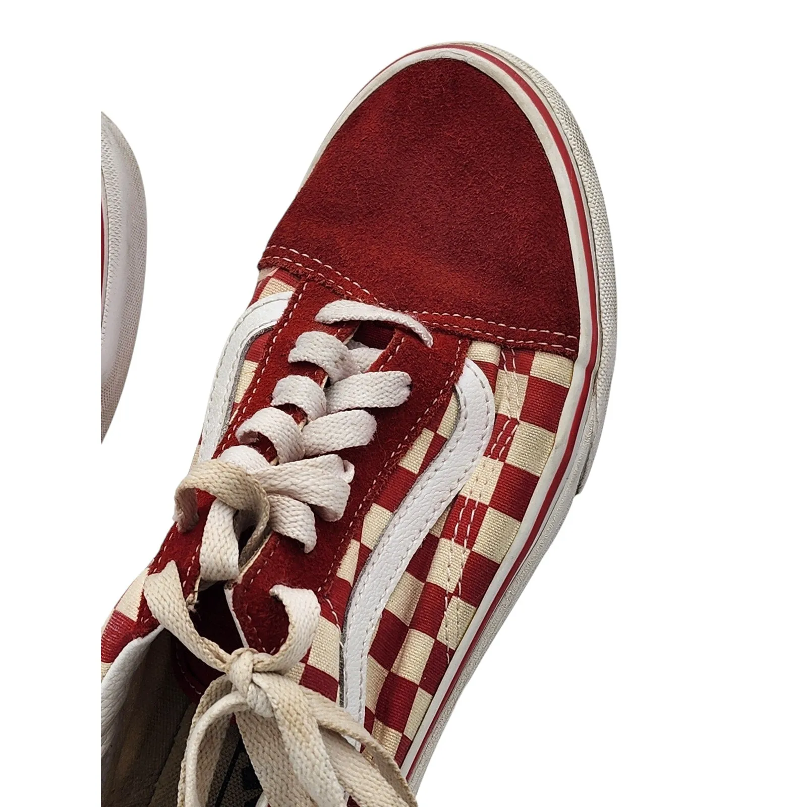 VANS Sneakers Red Checkered Shoes Canvas Mens 5.5 Womens 7 Low Top Skater 507452