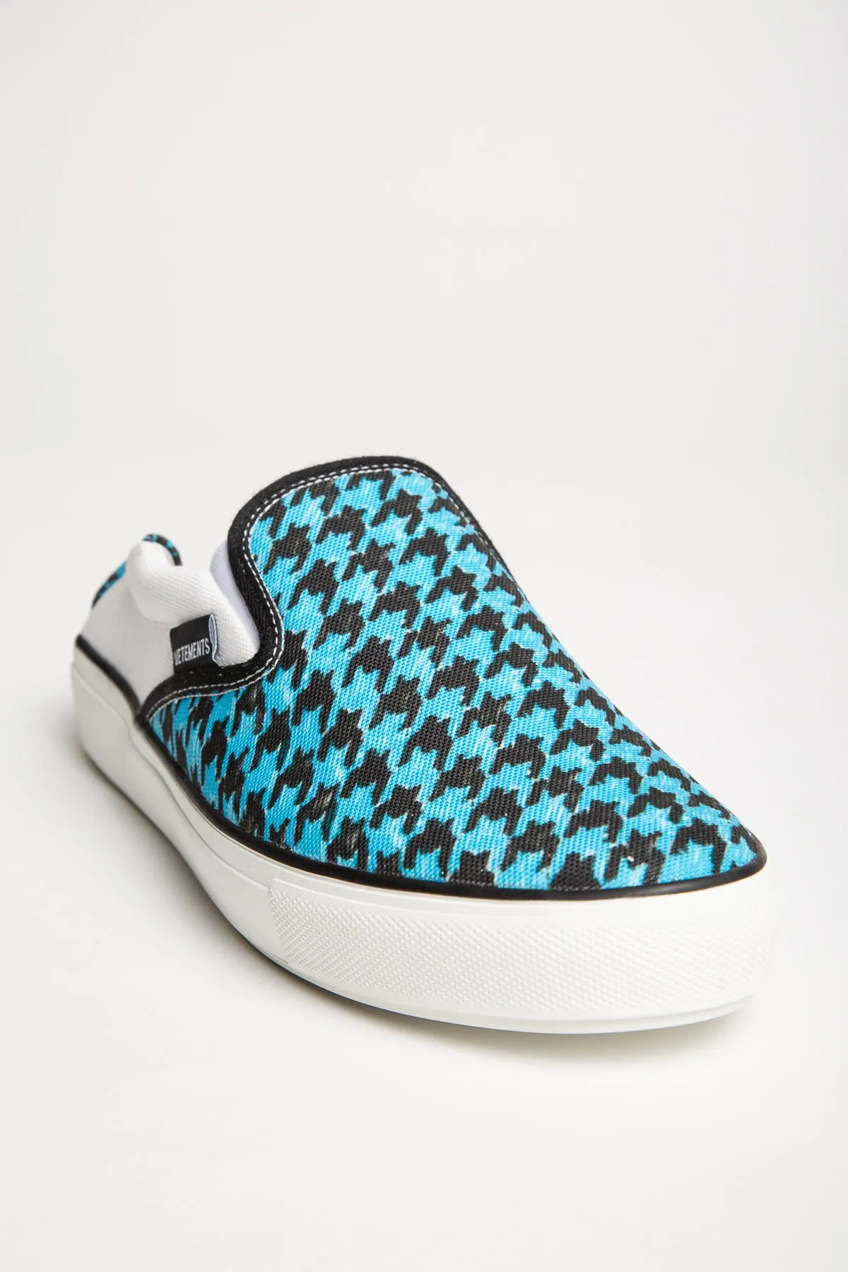 VETEMENTS | BLUE HOUNDSTOOTH BABOUCHE SLIP ON SNEAKERS