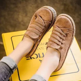 Women Casual Lace-up Flats Comfortable Round Toe Loafers Shoes