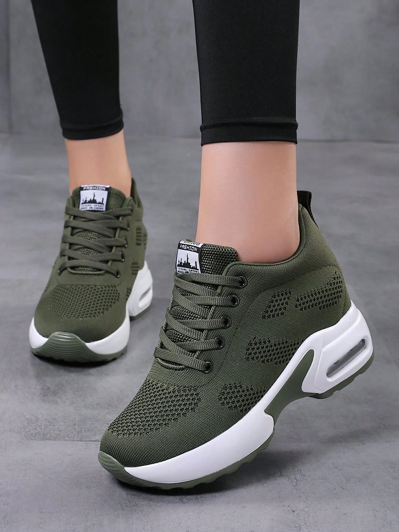 Women's Fashionable Breathable Height Increasing Wedge Heel And Thick Sole Athletic Shoes