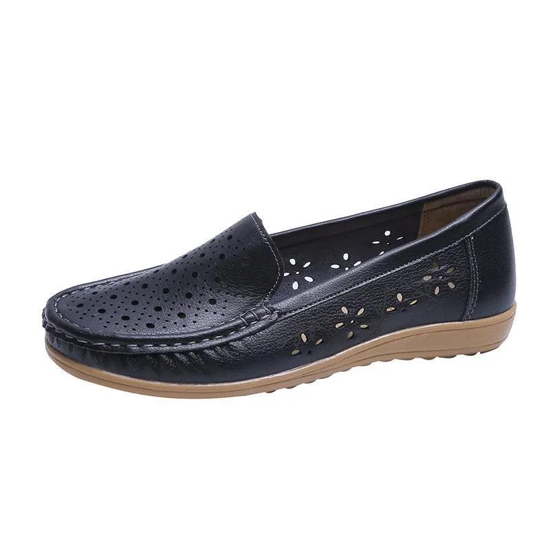 Women’s Hollow Out Loafers – Breathable Anti-Slip Wedge Flats